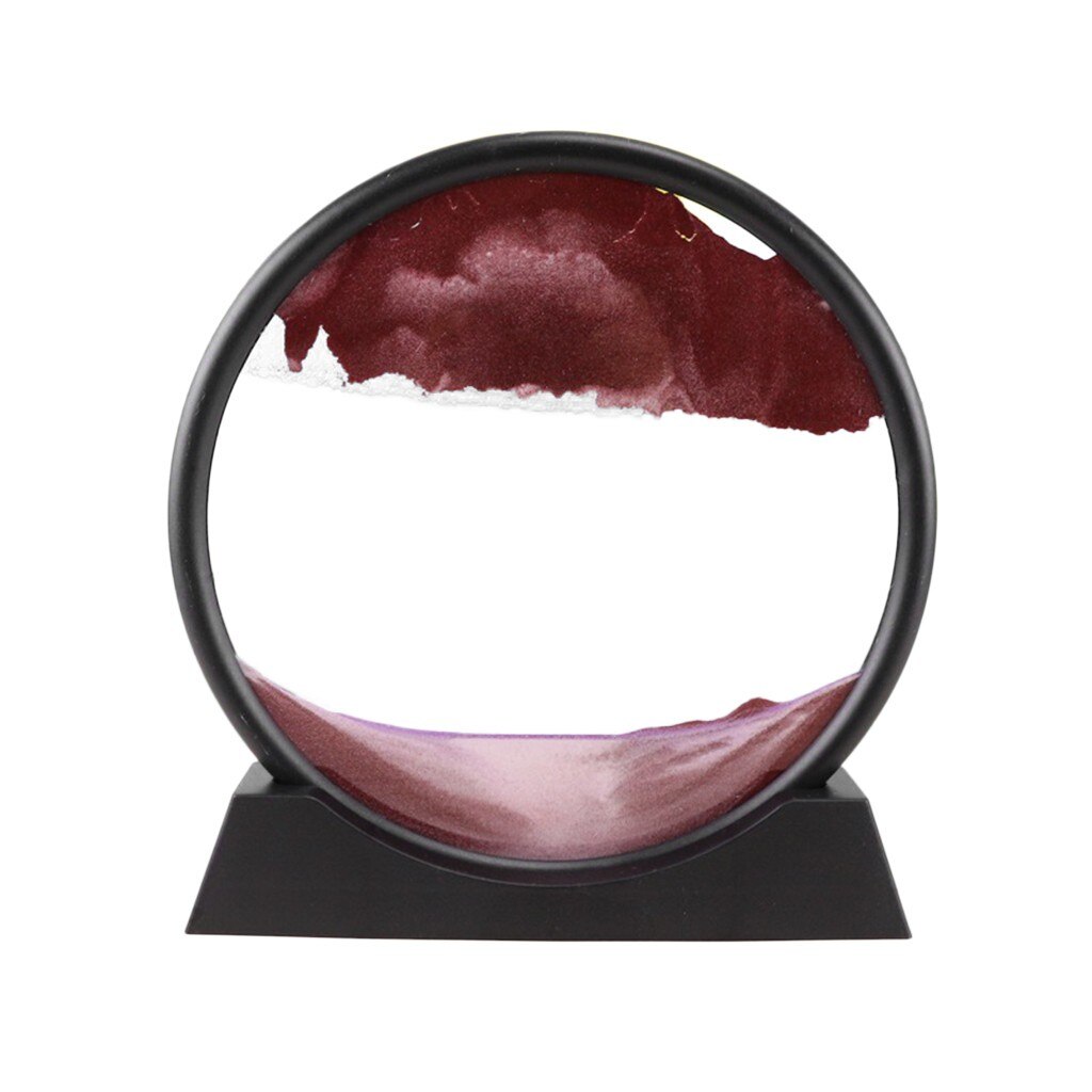 Hourglass 3D Moving Sand Art Picture Round Glass 3D Deep Sea Sandscape In Motion Display Flowing Sand Frame Home Decoration