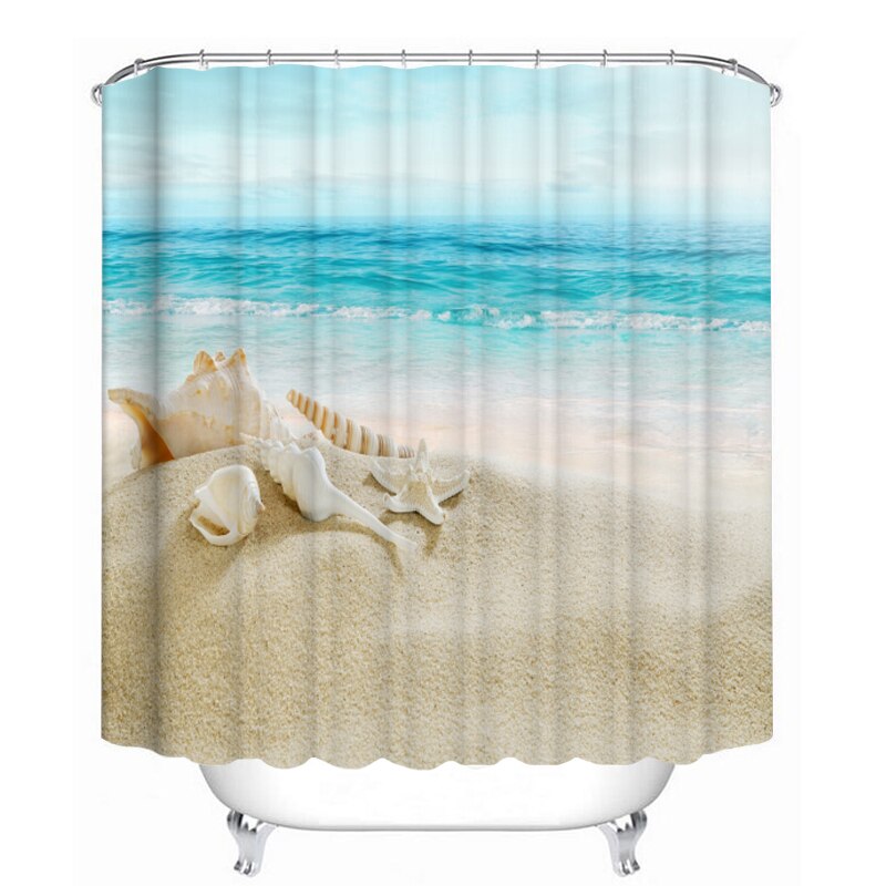 Ocean Beach Shell Sea Turtle Elephant Shower Curtain 3D Waterproof Curtains Bathroom Pedestal Rug Lid Toilet Cover Bath Mat Set