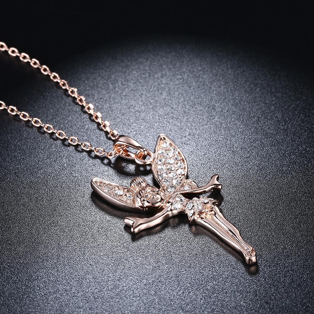 Tinkerbell Classic Necklace Embellished with  Crystals in 18K Rose Gold Plated