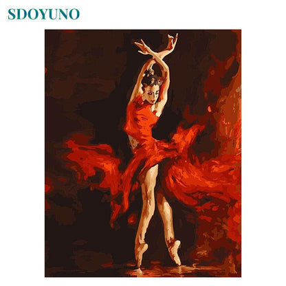 SDOYUNO Frame DIY Painting By Numbers Kits Abstract Dancer Figure Painting Oil Picture By Numbers Acrylic Paint For Home Decor