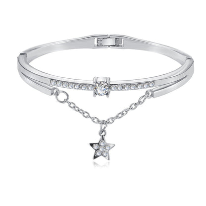 Star Drop With Austrian Crystals 18K White Gold Plated Bracelet ITALY Made