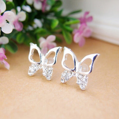 Rhinestone Butterfly Stud Earrings