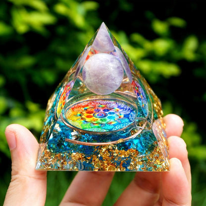 Tree of Life Orgonite Pyramid Mold Amethyst Peridot Healing Crystal