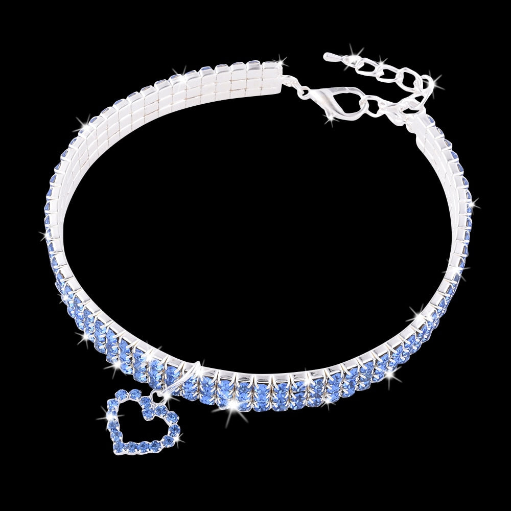 Heart-Shaped Rhinestone Dog or cat Collar