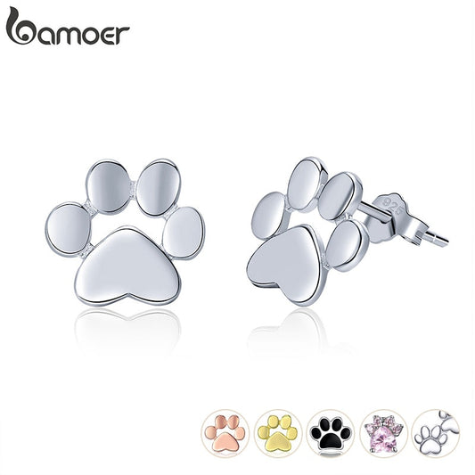 Sterling Silver Paw Stud Earrings