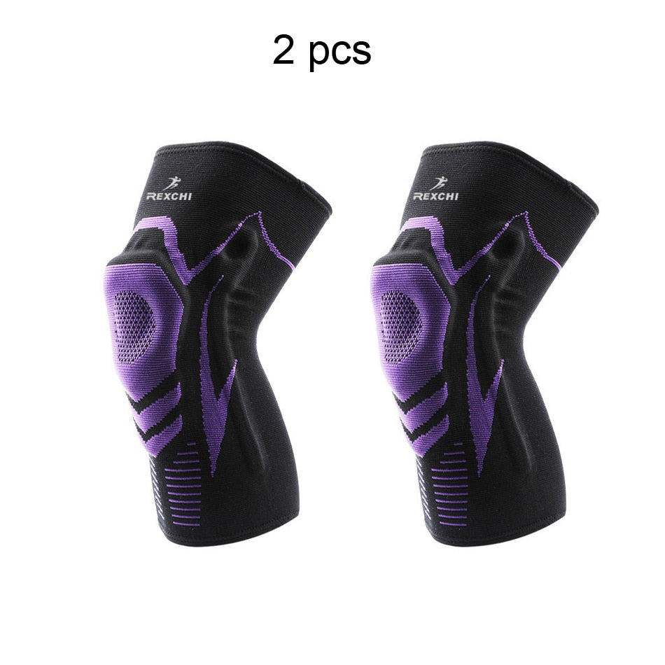 Basketball Knee Pads with Support Silicon Padded Elastic Non-slip Patella Brace Kneepad for Fitness Gear Protector Tennis