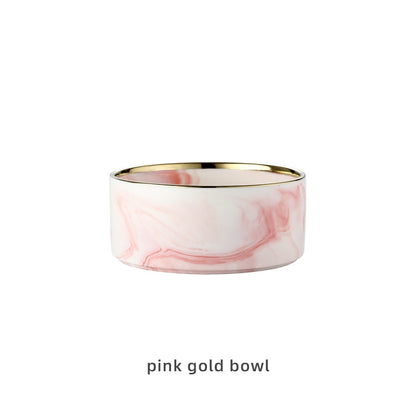 Marbling Ceramic Double Bowl For Pet