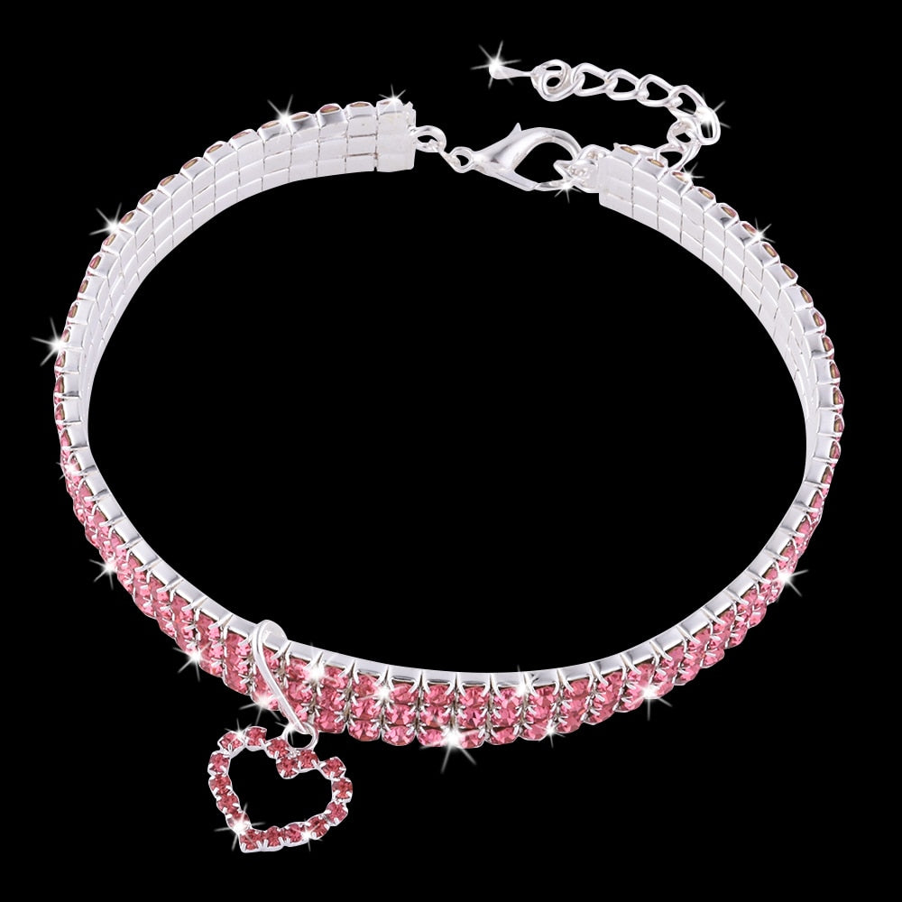 Heart-Shaped Rhinestone Dog or cat Collar